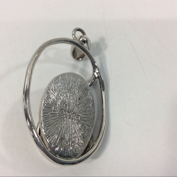 Lia Sophia Abracadabra Pendant Black Teardrop Stone Inside Silver Tone Swirl - Picture 2 of 4